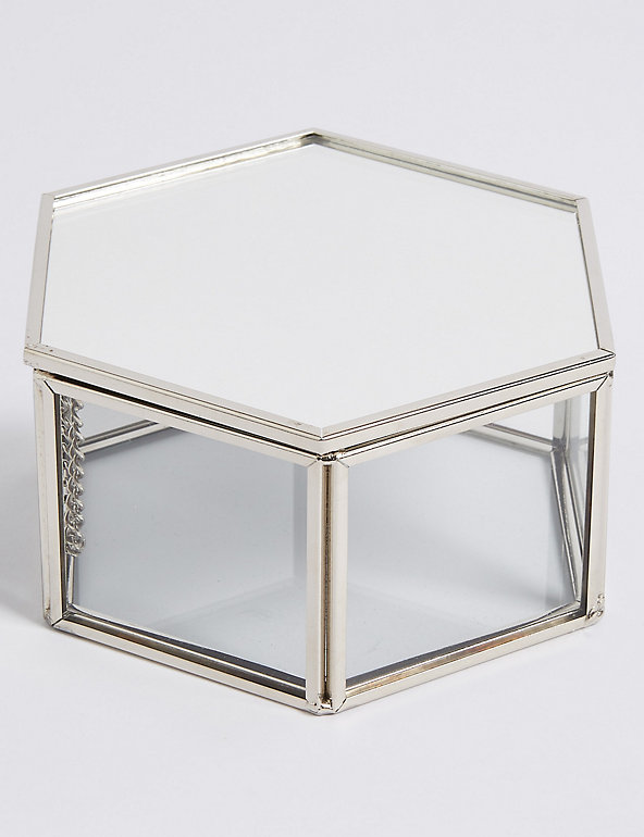 Hexagon Glass Trinket Box Image 1 of 2