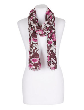 Hibiscus Print Scarf with Modal Image 2 of 3