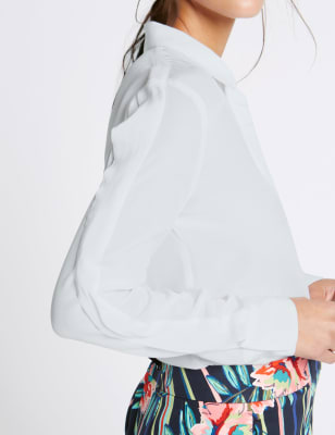 Hidden Placket Ruffle Sleeve Shirt, M&S Collection