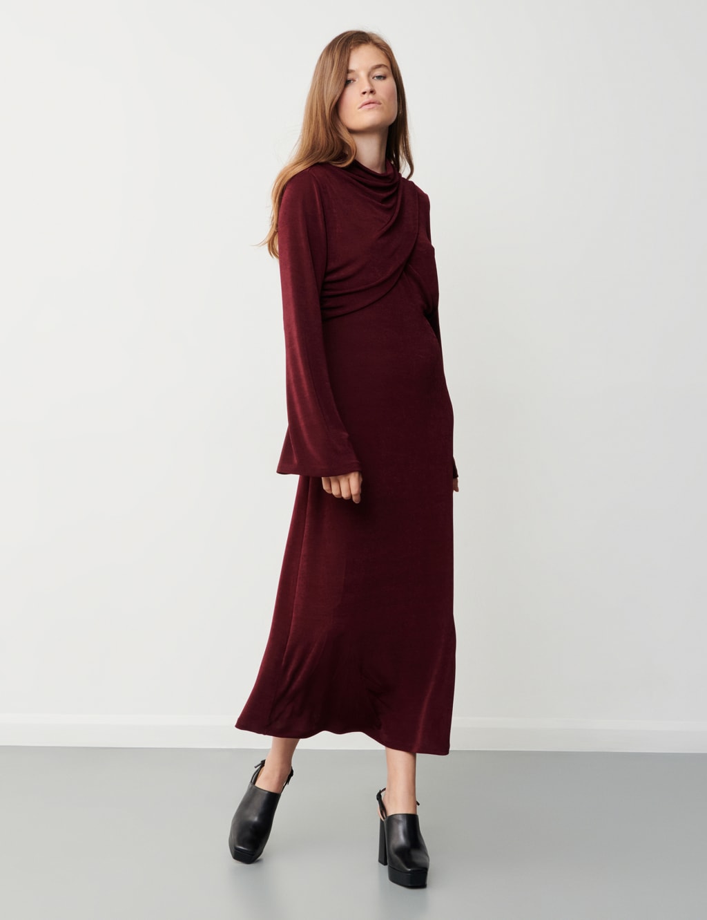 High neck midi skater cheap dress