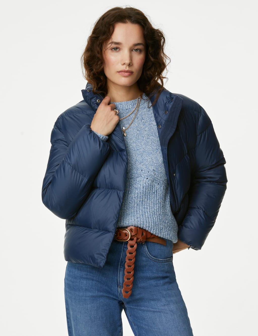 High Neck Short Puffer Coat Per Una M S