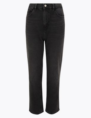 high waisted black ankle grazer jeans