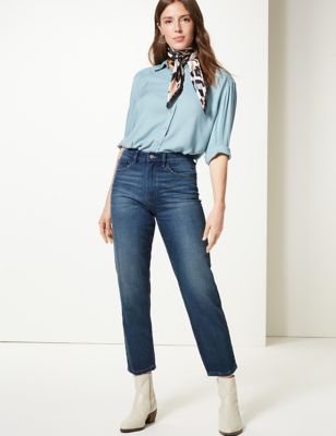 high waisted ankle grazer jeans