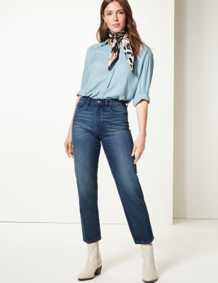 Mid Straight Leg High Rise Ankle Grazer Jeans