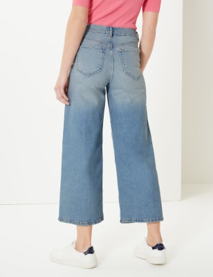 M&S High Waisted Crop Wide Leg Pink Denim Jeans – Quality Brands