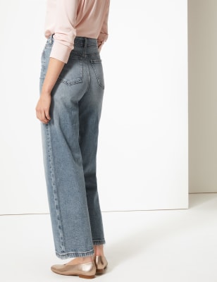 High Waist Wide Leg Cropped Jeans | M\u0026S 