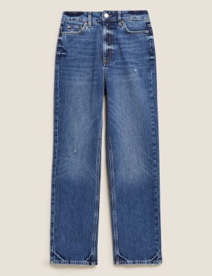 High Waisted Authentic Straight Leg Jeans, M&S Collection