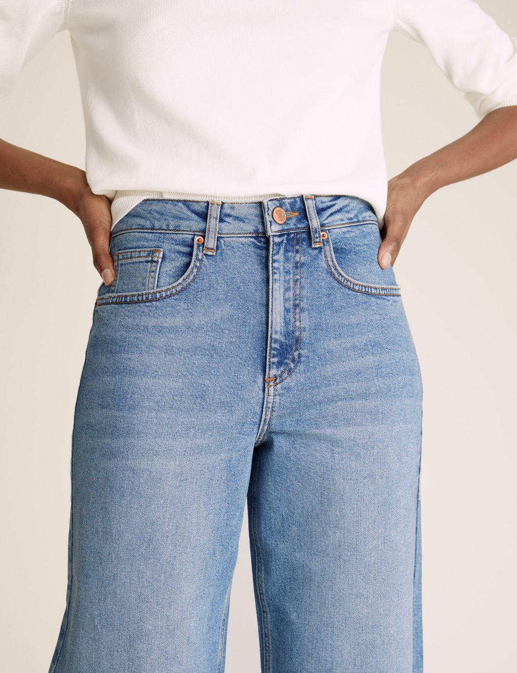 High Waisted Barrel Cropped Jeans | M&S Collection | M&S