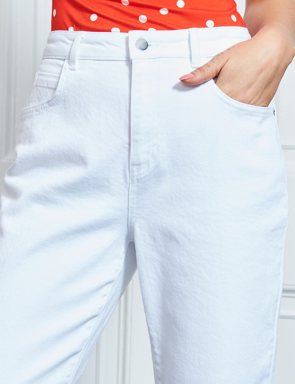 High Waisted Belted Slim Fit Mom Jeans | SOSANDAR | M&S