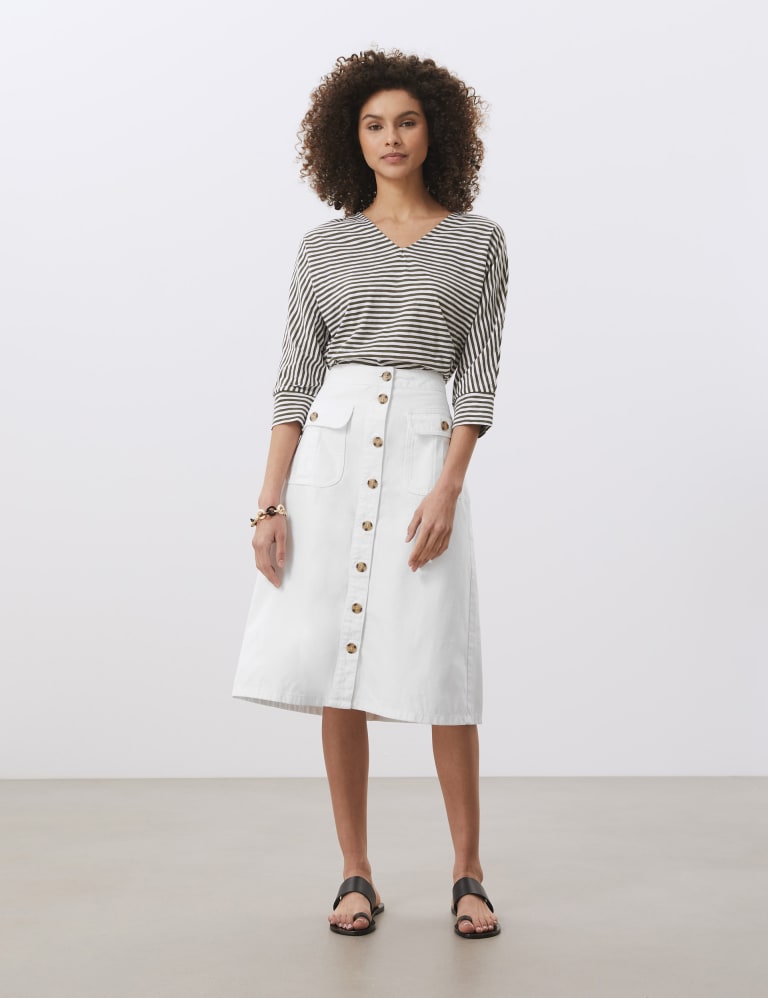 High Waisted Button Through Denim A Line Skirt JAEGER M S