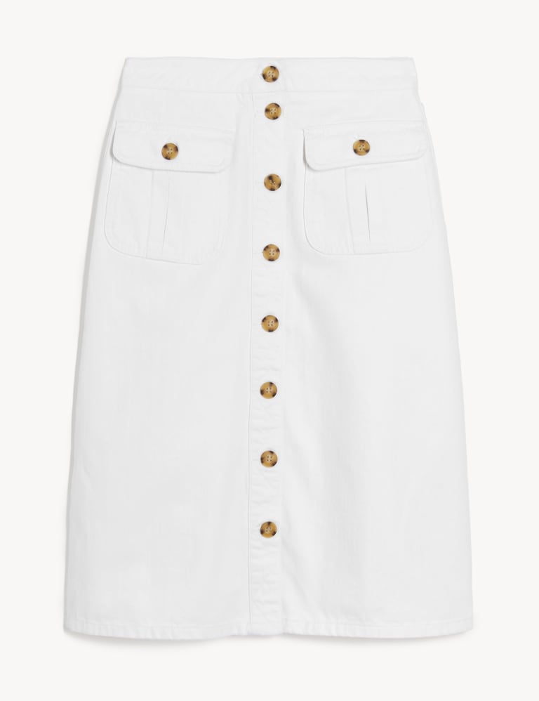 A line button through denim skirt