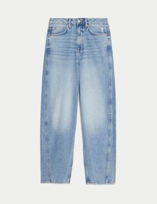 High Waisted Carrot Leg Ankle Grazer Jeans, M&S Collection
