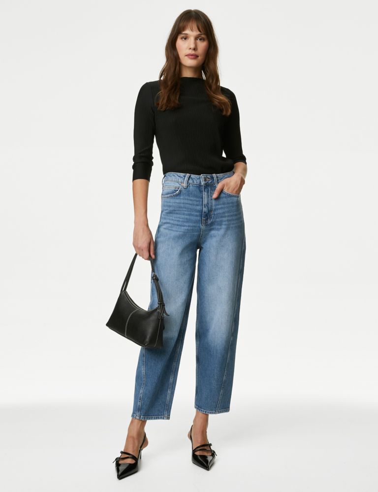 High Waisted Carrot Leg Ankle Grazer Jeans, M&S Collection