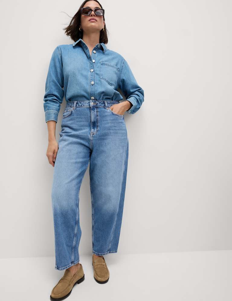 High Waisted Carrot Leg Ankle Grazer Jeans, M&S Collection