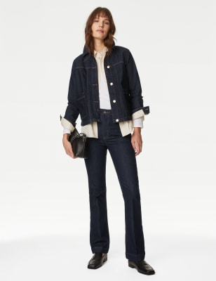 High Waisted Crease Front Flared Jeans, M&S Collection