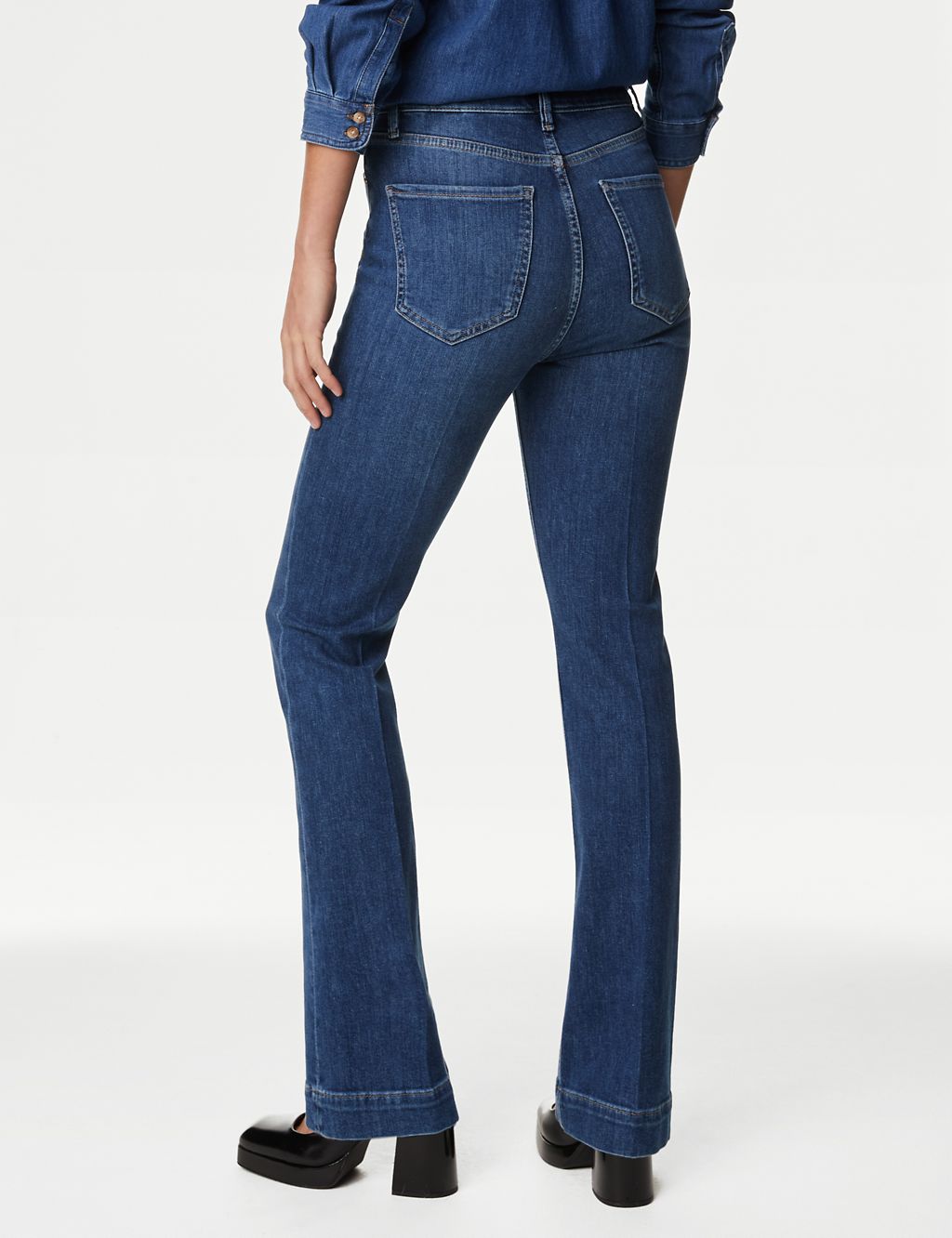 High Waisted Crease Front Slim Flare Jeans 4 of 7