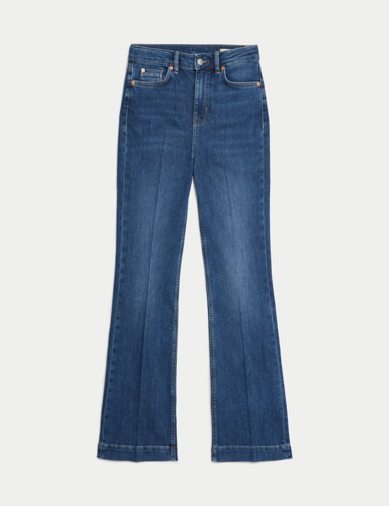 High Waisted Crease Front Slim Flare Jeans 3 of 7