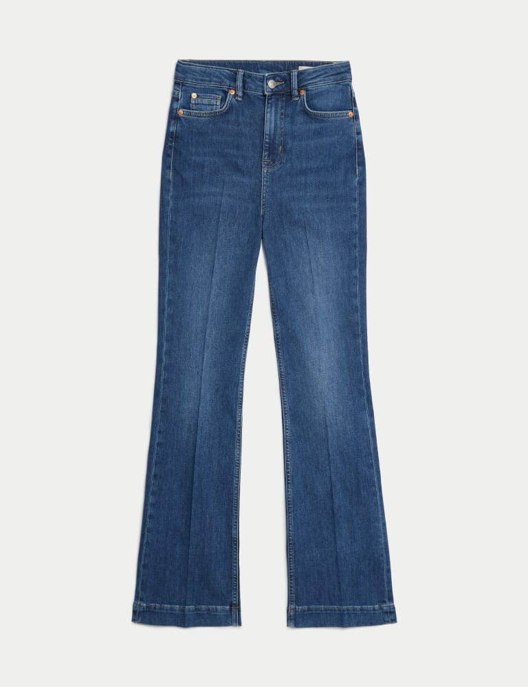 High Waisted Crease Front Slim Flare Jeans, M&S Collection