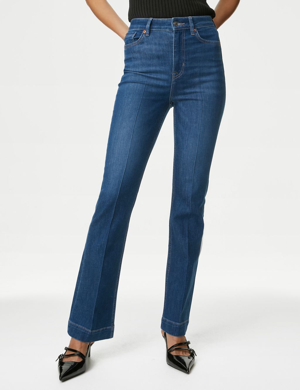 High Waisted Crease Front Slim Flare Jeans 4 of 6