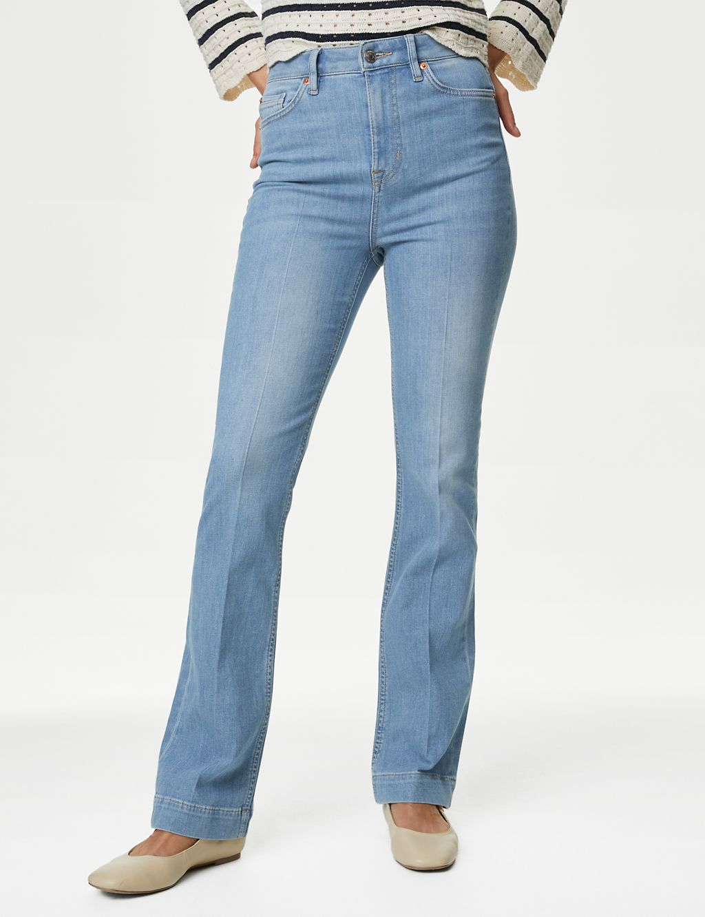 High Waisted Crease Front Slim Flare Jeans 5 of 7