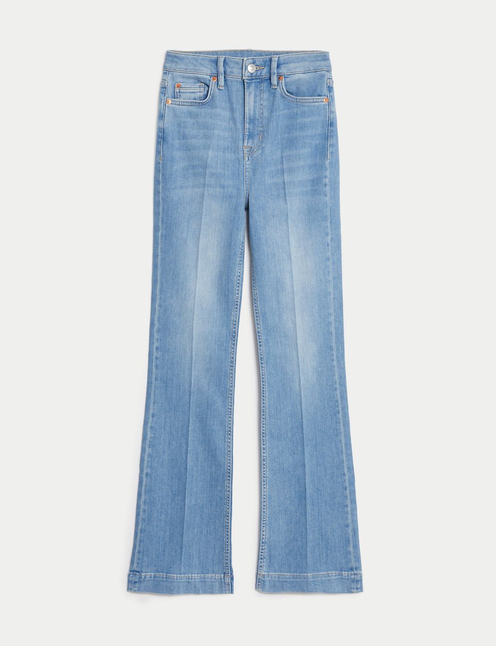 High Waisted Crease Front Slim Flare Jeans 1 of 7