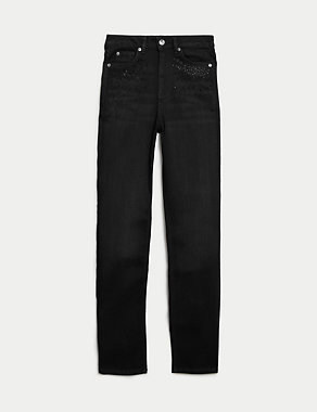 High Waisted Embellished Straight Leg Jeans Image 2 of 7