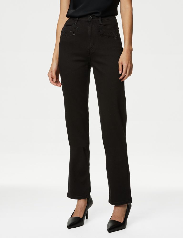 High Waisted Embellished Straight Leg Jeans 5 of 6
