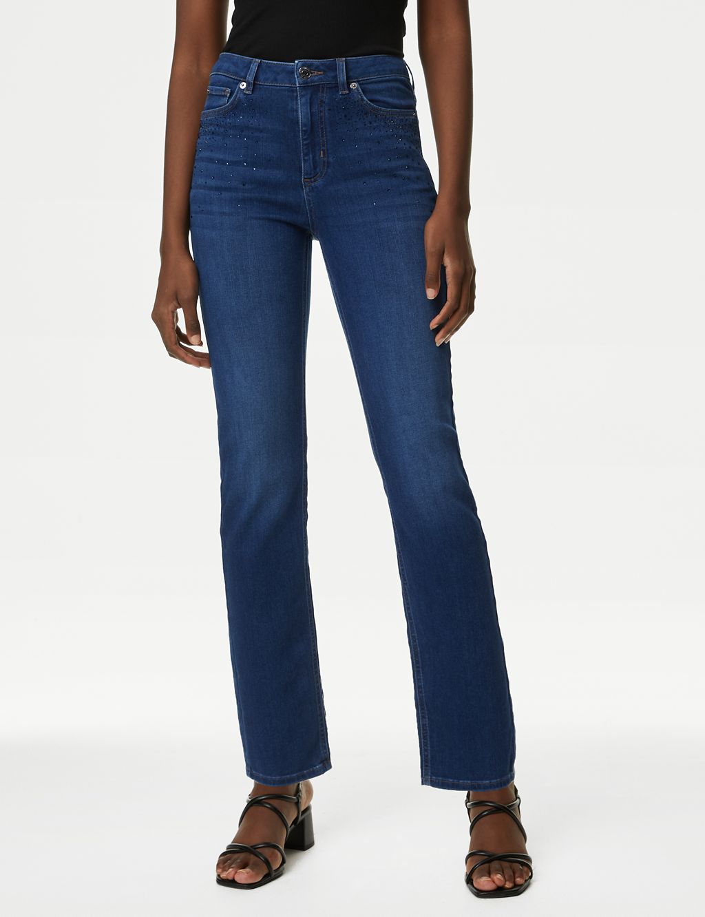 High Waisted Embellished Straight Leg Jeans 4 of 5