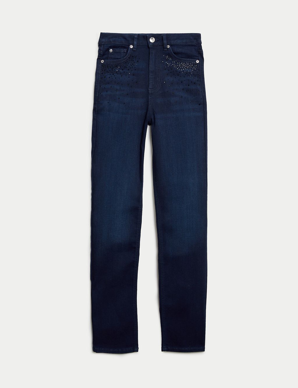 High Waisted Embellished Straight Leg Jeans 1 of 7