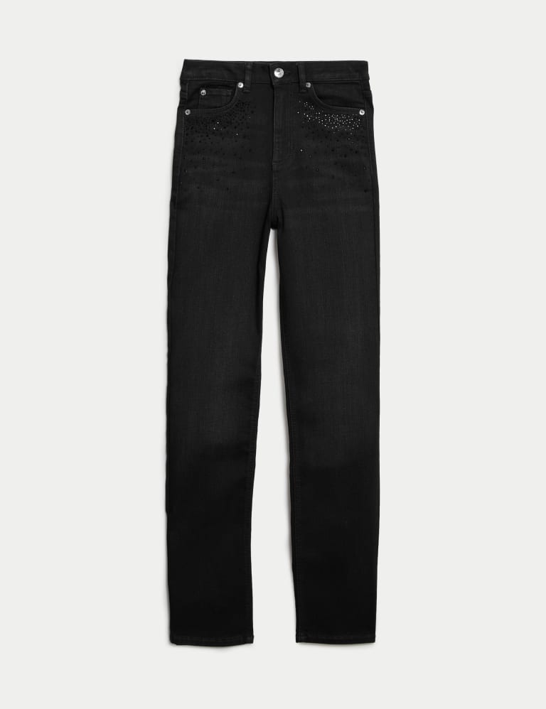 High Waisted Embellished Straight Leg Jeans 3 of 7