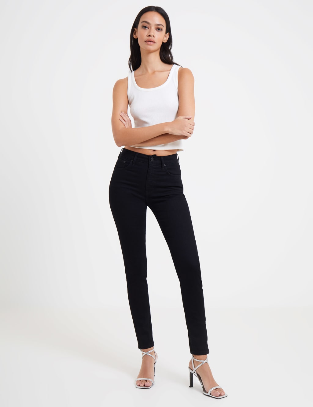 2942077 White Skinny Ankle Grazer Pants