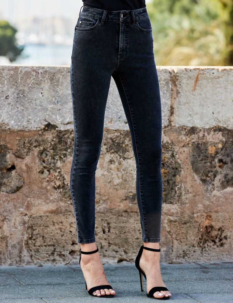 Buy Black High Waisted Skinny Jeggings With Stretch - 16S, Jeans
