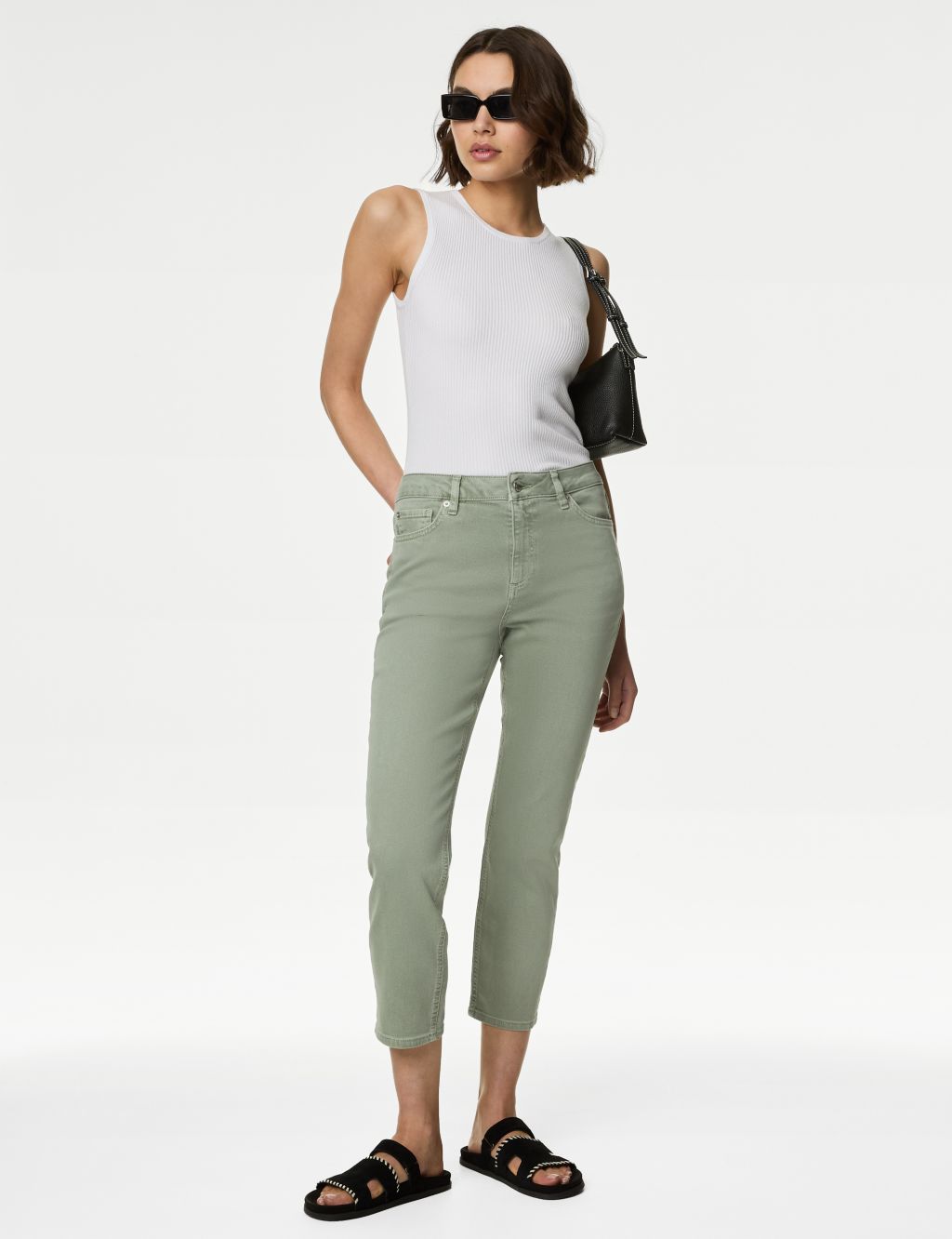 High Waisted Slim Fit Cropped Jeans 2 of 6