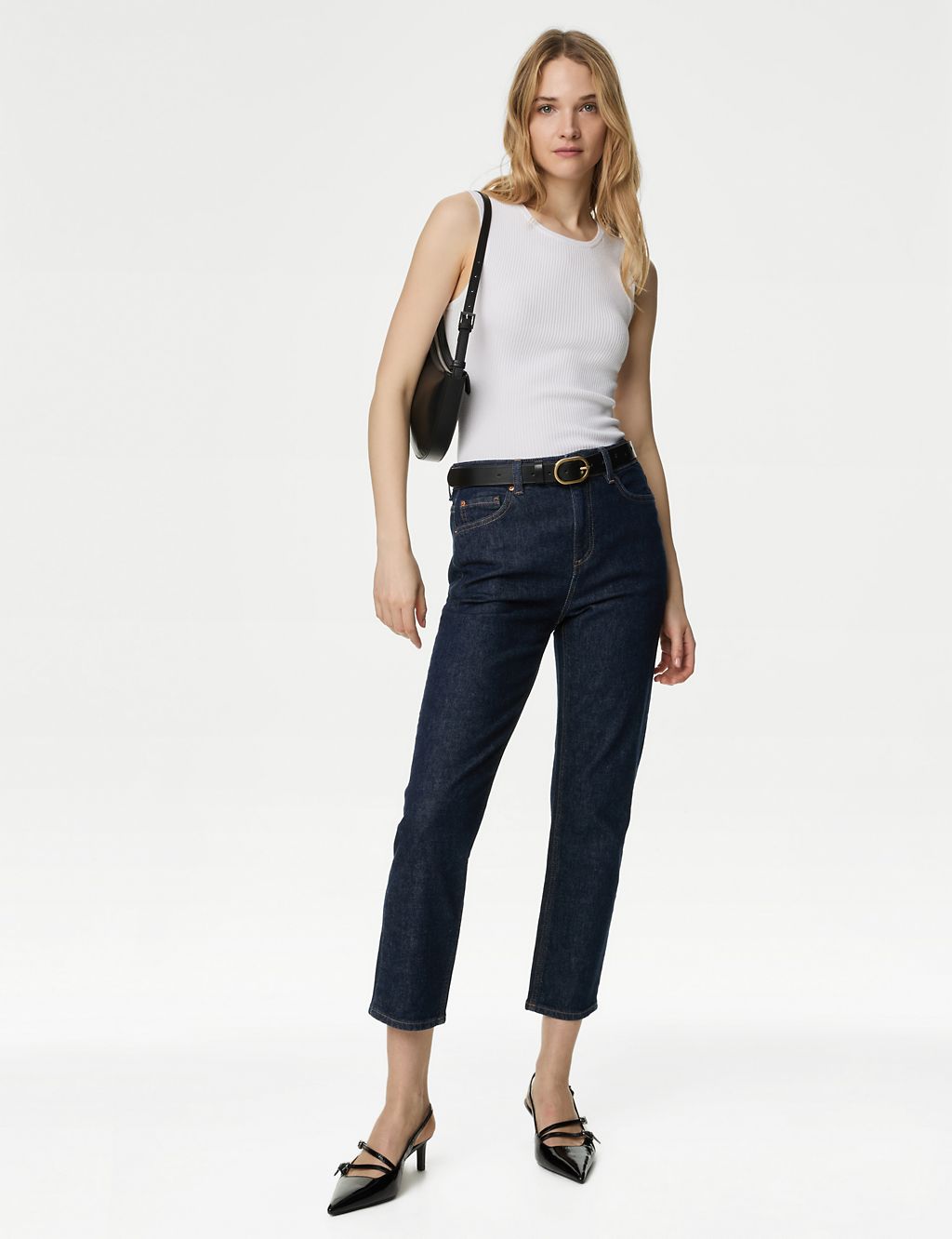 High Waisted Slim Fit Cropped Jeans 2 of 5