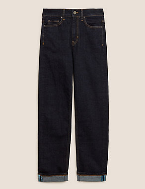 High Waisted Straight Leg Selvedge Jeans Image 2 of 8