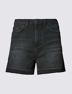 High Waisted Washed Look Shorts Image 2 of 3