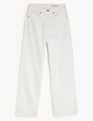 High Waisted Wide Leg Ankle Grazer Jeans Image 2 of 6