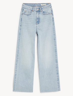 High Waisted Wide Leg Ankle Grazer Jeans Image 2 of 6