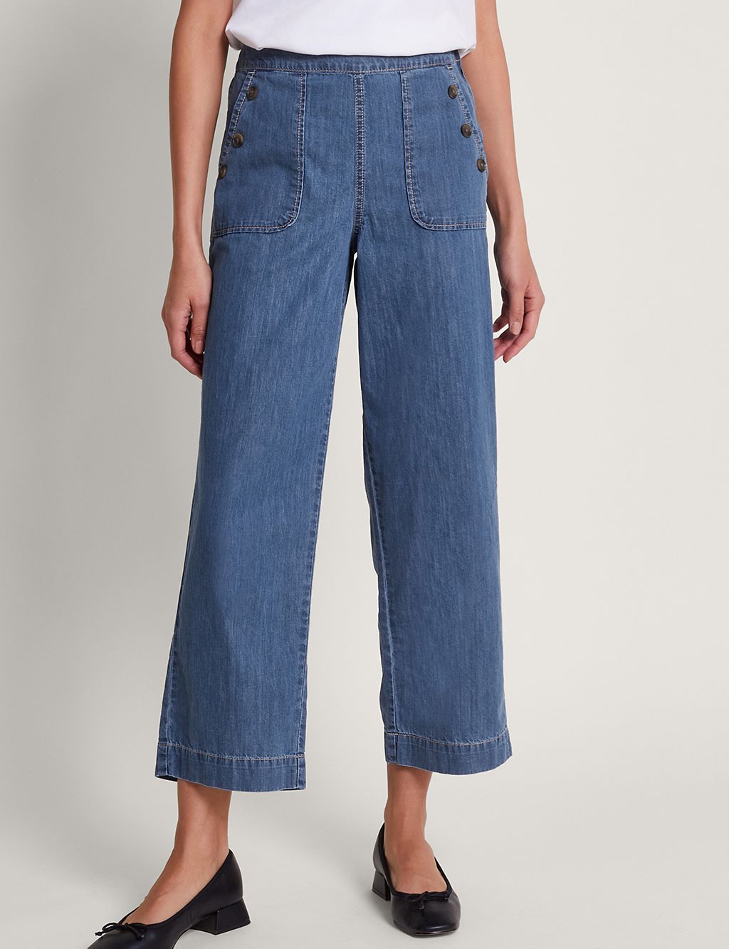 High Waisted Wide Leg Ankle Grazer Jeans 3 of 5