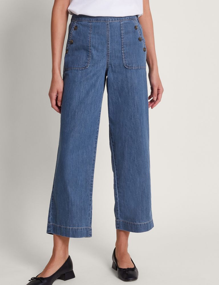 High Waisted Wide Leg Ankle Grazer Jeans 1 of 5