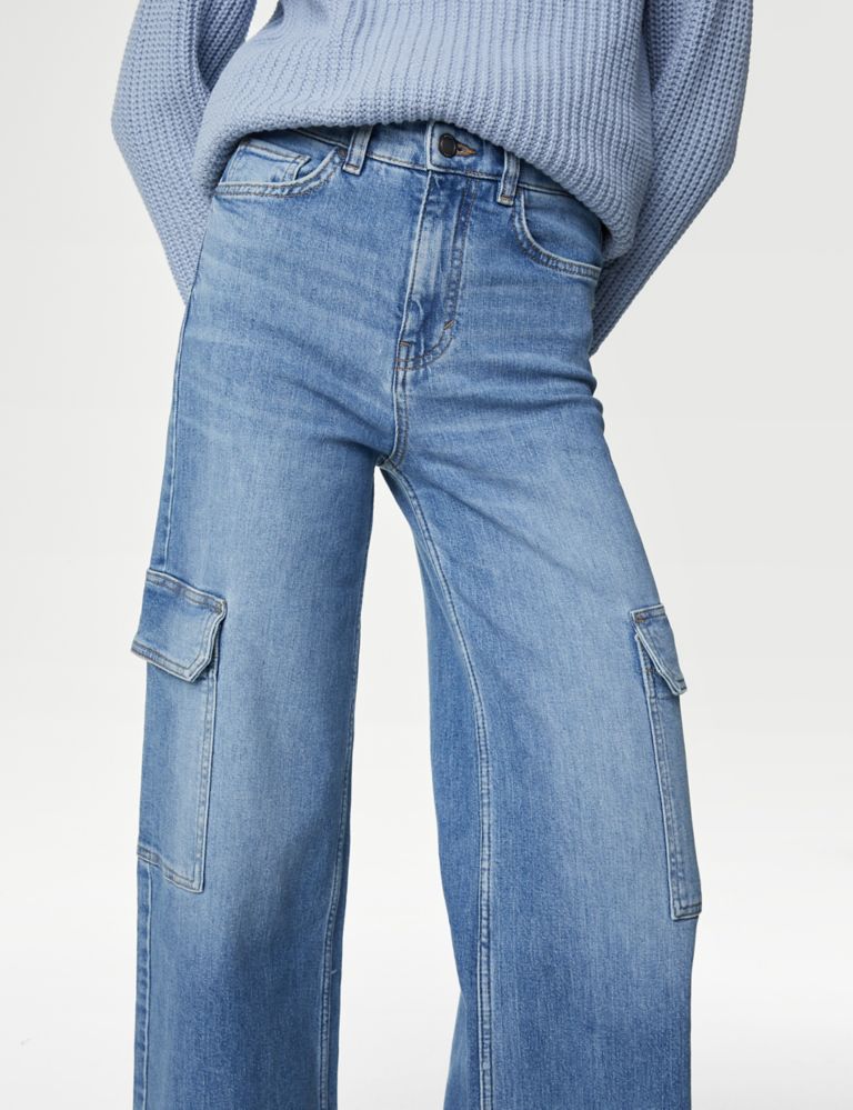 High Waisted Wide Leg Cargo Jeans | Per Una | M&S