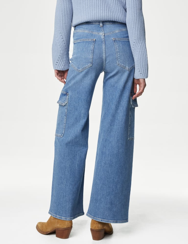 High Waisted Wide Leg Cargo Jeans | Per Una | M&S