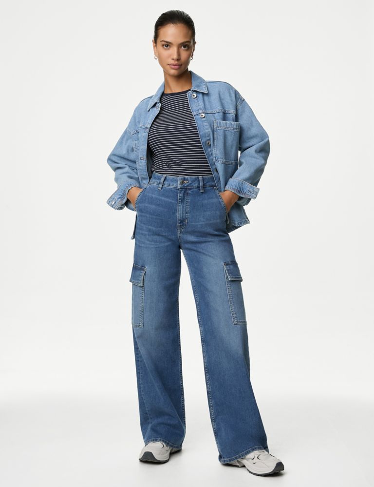 High Waisted Wide Leg Cargo Jeans 5 of 7