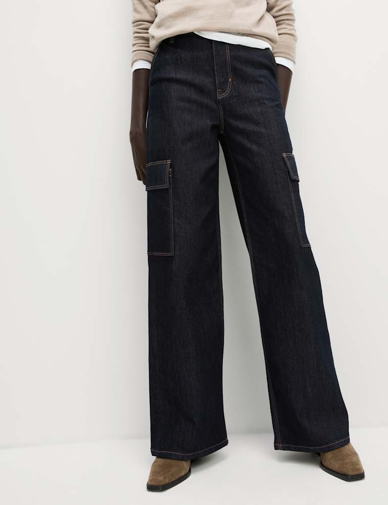 High Waisted Wide Leg Cropped Jeans, M&S Collection