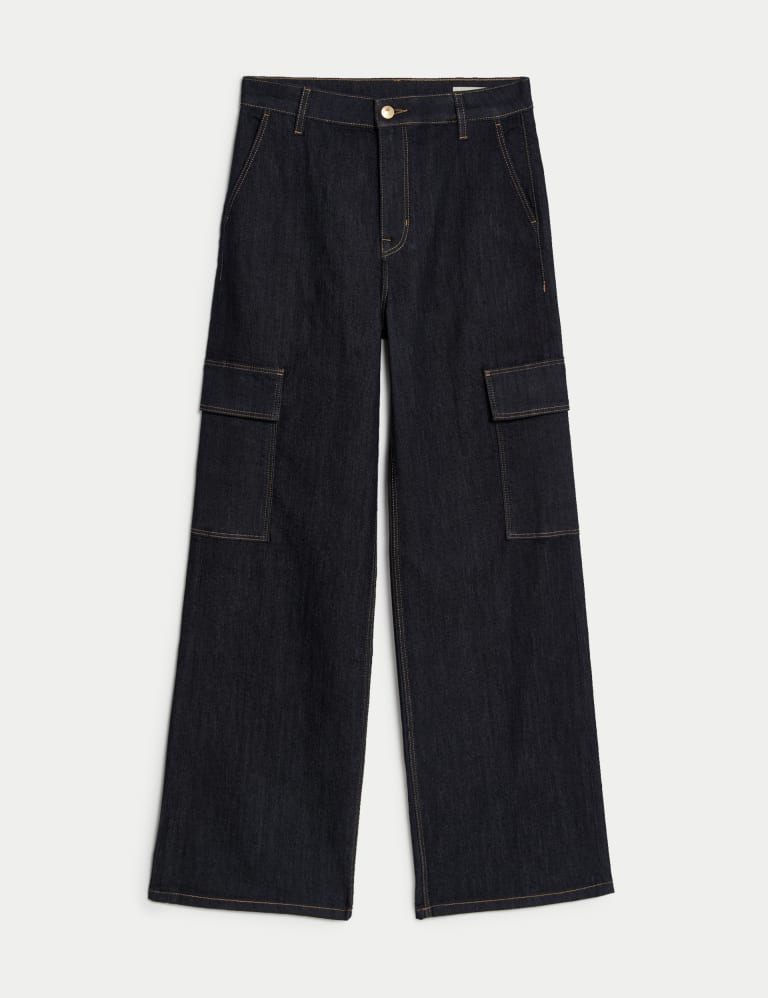 High Waisted Wide Leg Cargo Jeans, M&S Collection