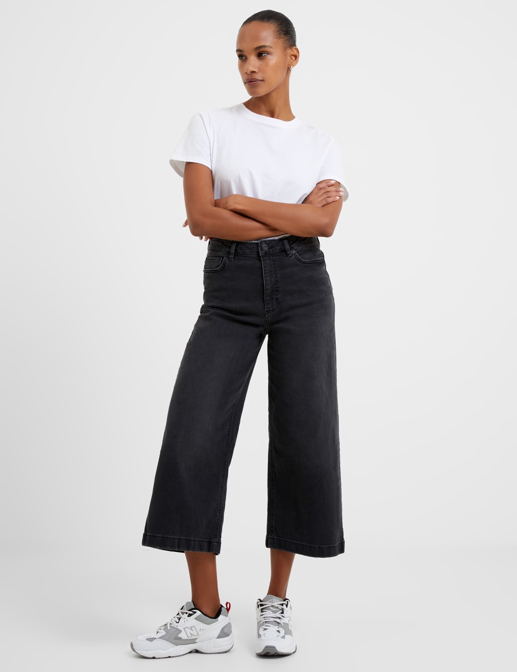 High Waisted Wide Leg Cropped Jeans French Connection M S