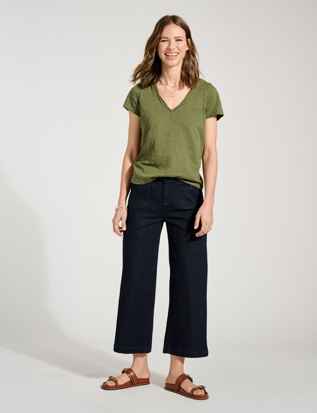 High Waisted Wide Leg Cropped Jeans 3 of 5