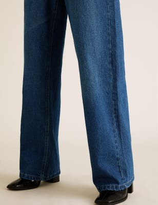 High Waisted Wide Leg Jeans M S Collection M S