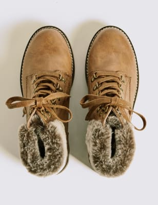 faux fur hiking boots