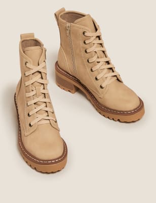 Tan lace up on sale boots with heel